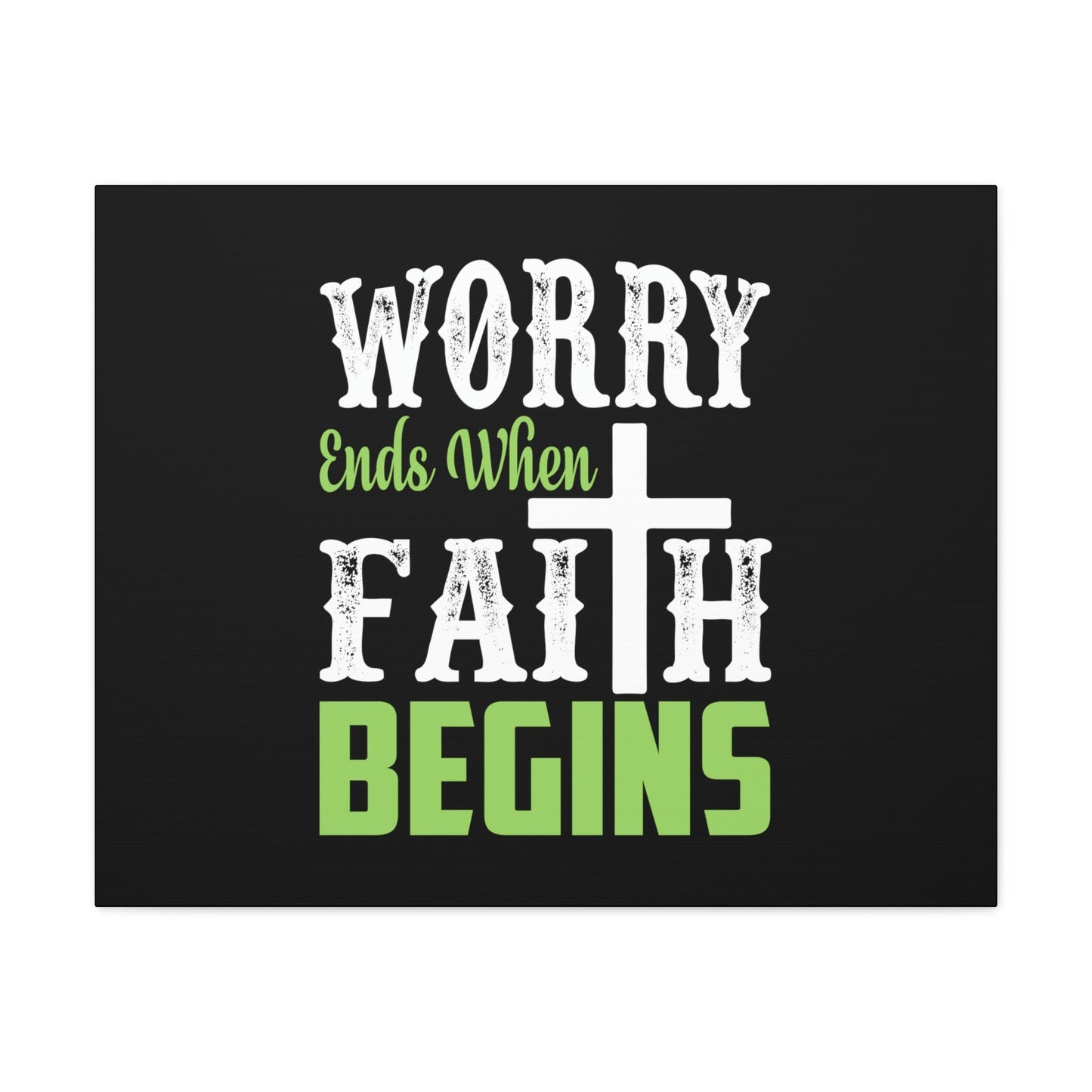 Worry Ends When Faith Begins 1 Peter 5:7 Green Christian Wall Art Bible Verse Print Ready to Hang Unframed-Express Your Love Gifts