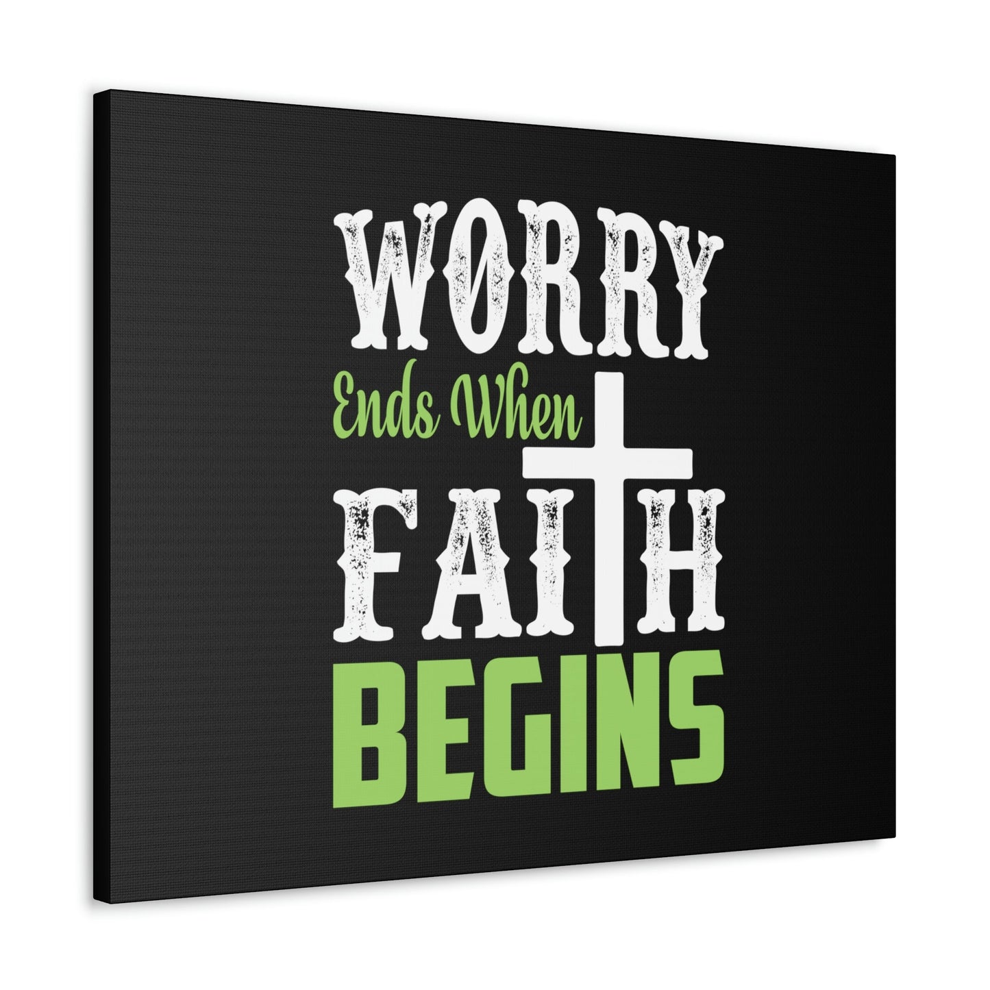 Worry Ends When Faith Begins 1 Peter 5:7 Green Christian Wall Art Bible Verse Print Ready to Hang Unframed-Express Your Love Gifts