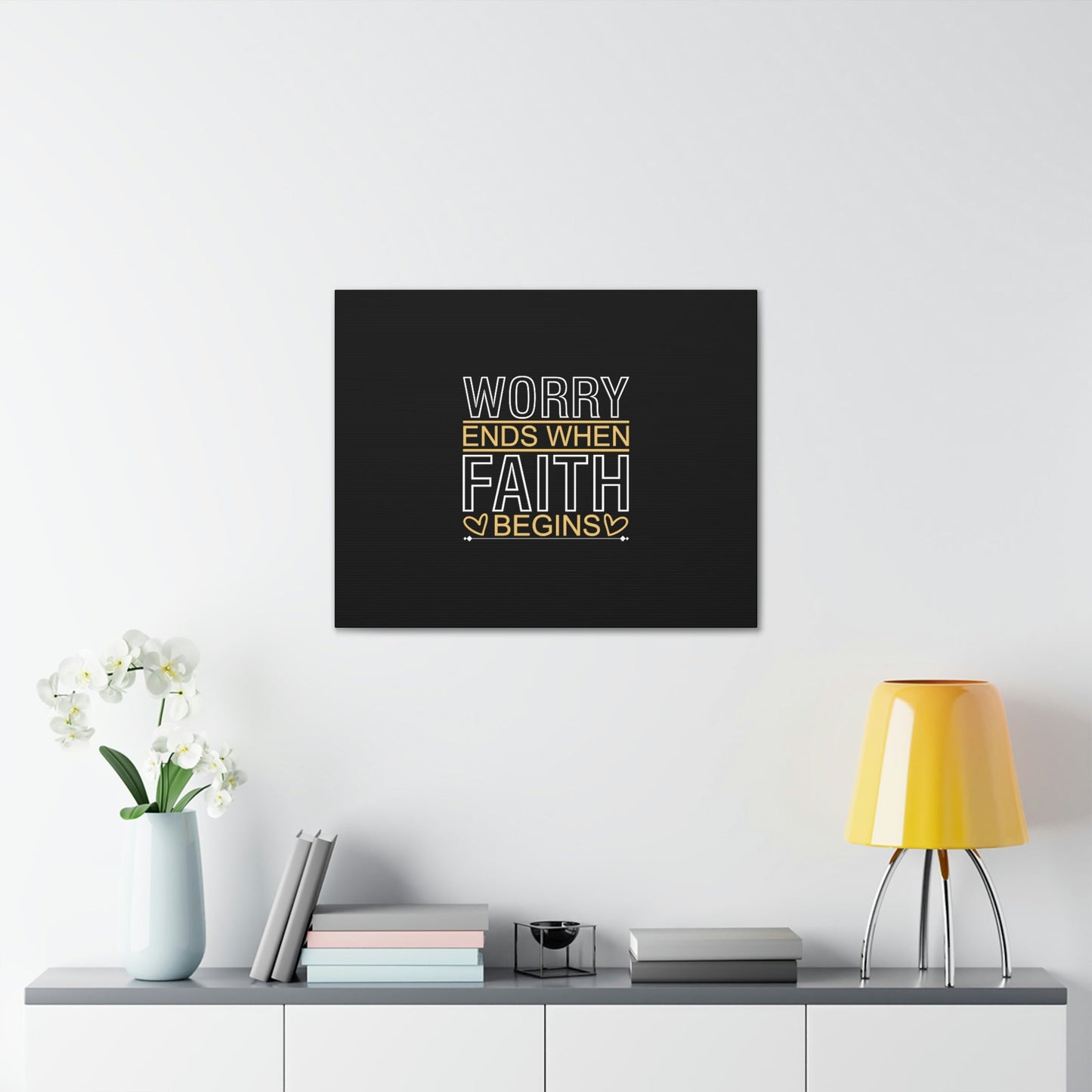 Worry Ends When Faith Begins 1 Peter 5:7 Christian Wall Art Bible Verse Print Ready to Hang Unframed-Express Your Love Gifts