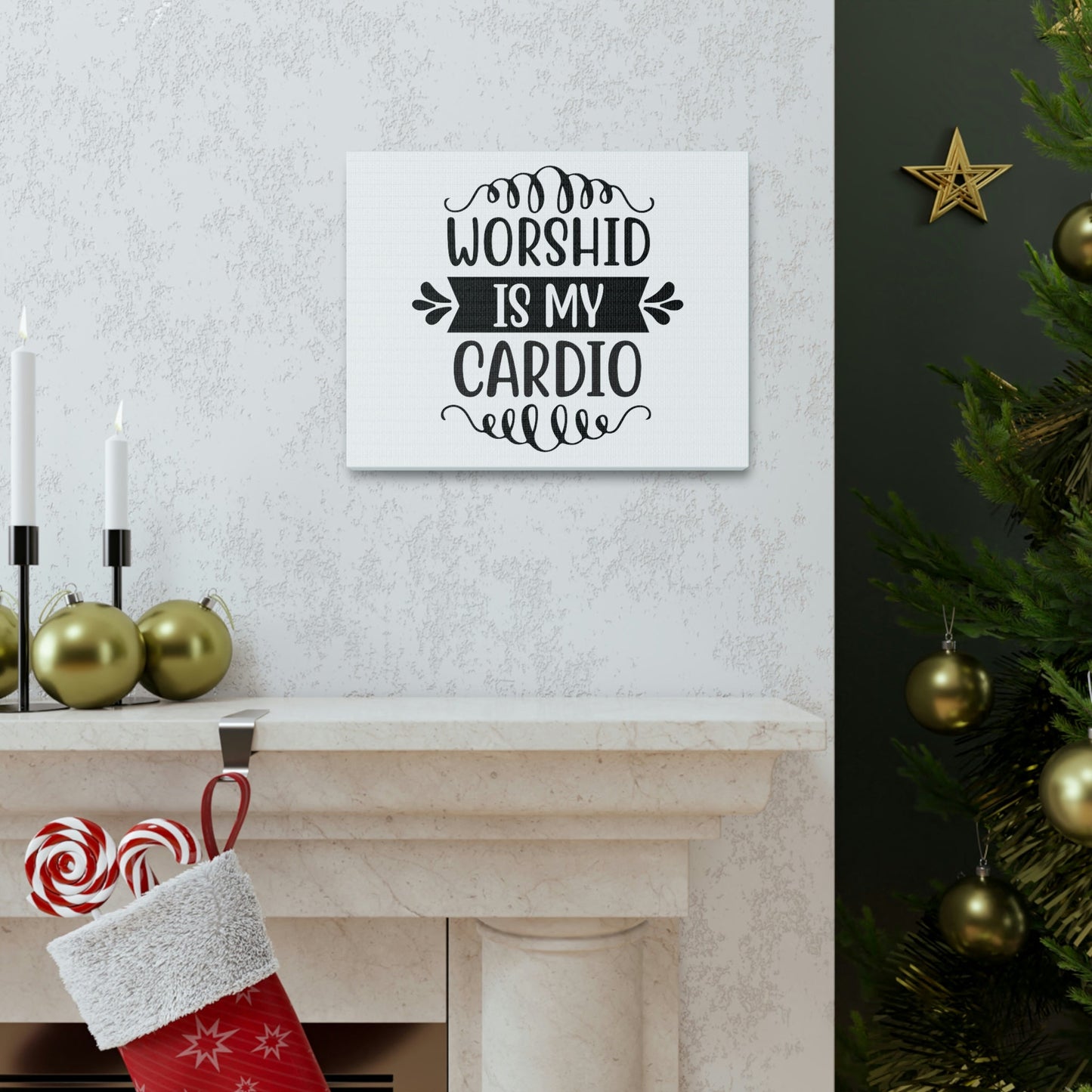 Scripture Walls Worship Is My Cardio Exodus 23:25 Christian Wall Art Print Ready to Hang Unframed-Express Your Love Gifts