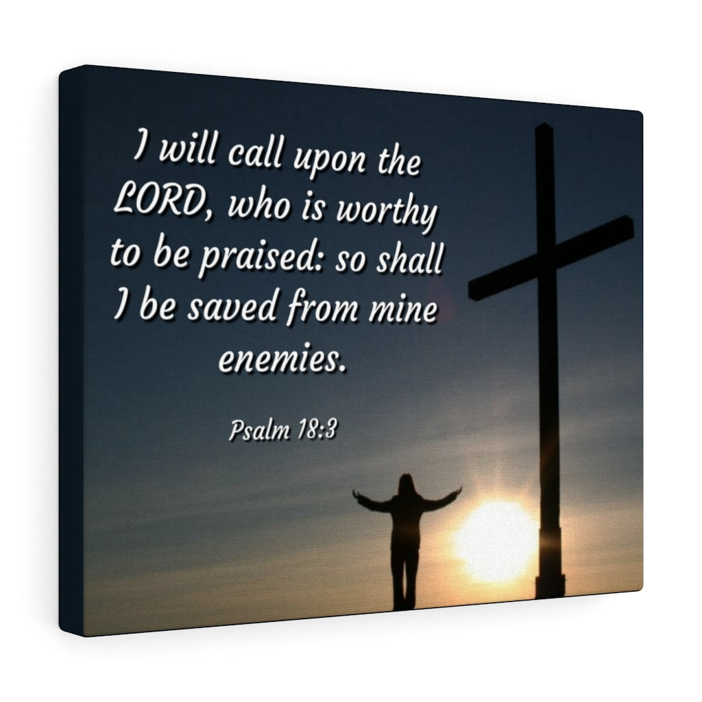 Worthy Psalm 18:3 Bible Verse Canvas Christian Wall Art Ready to Hang Unframed-Express Your Love Gifts