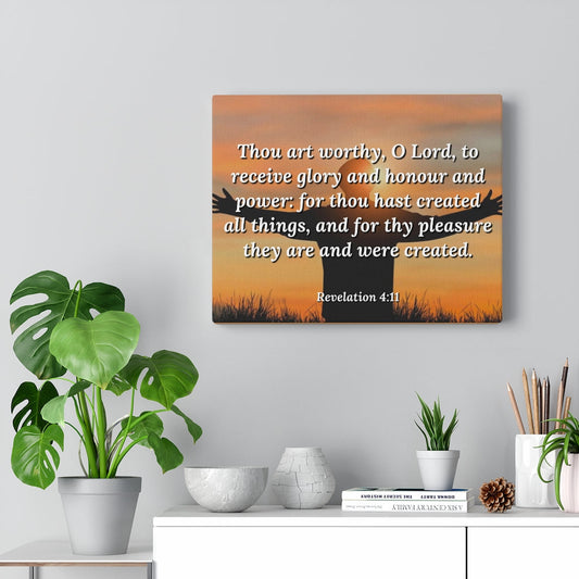 Worthy Revelation 4:11 Bible Verse Canvas Christian Wall Art Ready to Hang Unframed-Express Your Love Gifts