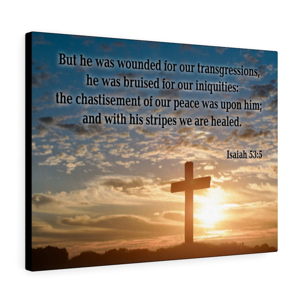 Wounded For Our Transgressions Isaiah 53:5 Bible Verse Canvas Christian Wall Art Ready to Hang Unframed-Express Your Love Gifts
