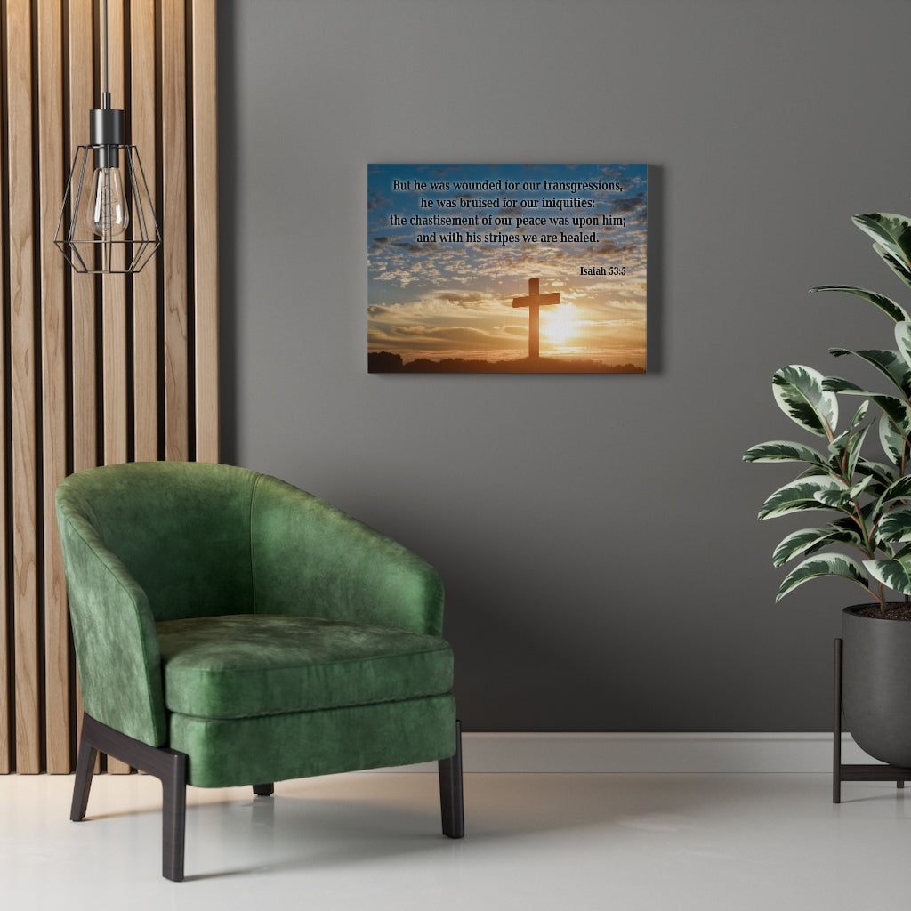 Scripture Walls Wounded For Our Transgressions Isaiah 53:5 Bible Verse Canvas Christian Wall Art Ready to Hang Unframed-Express Your Love Gifts