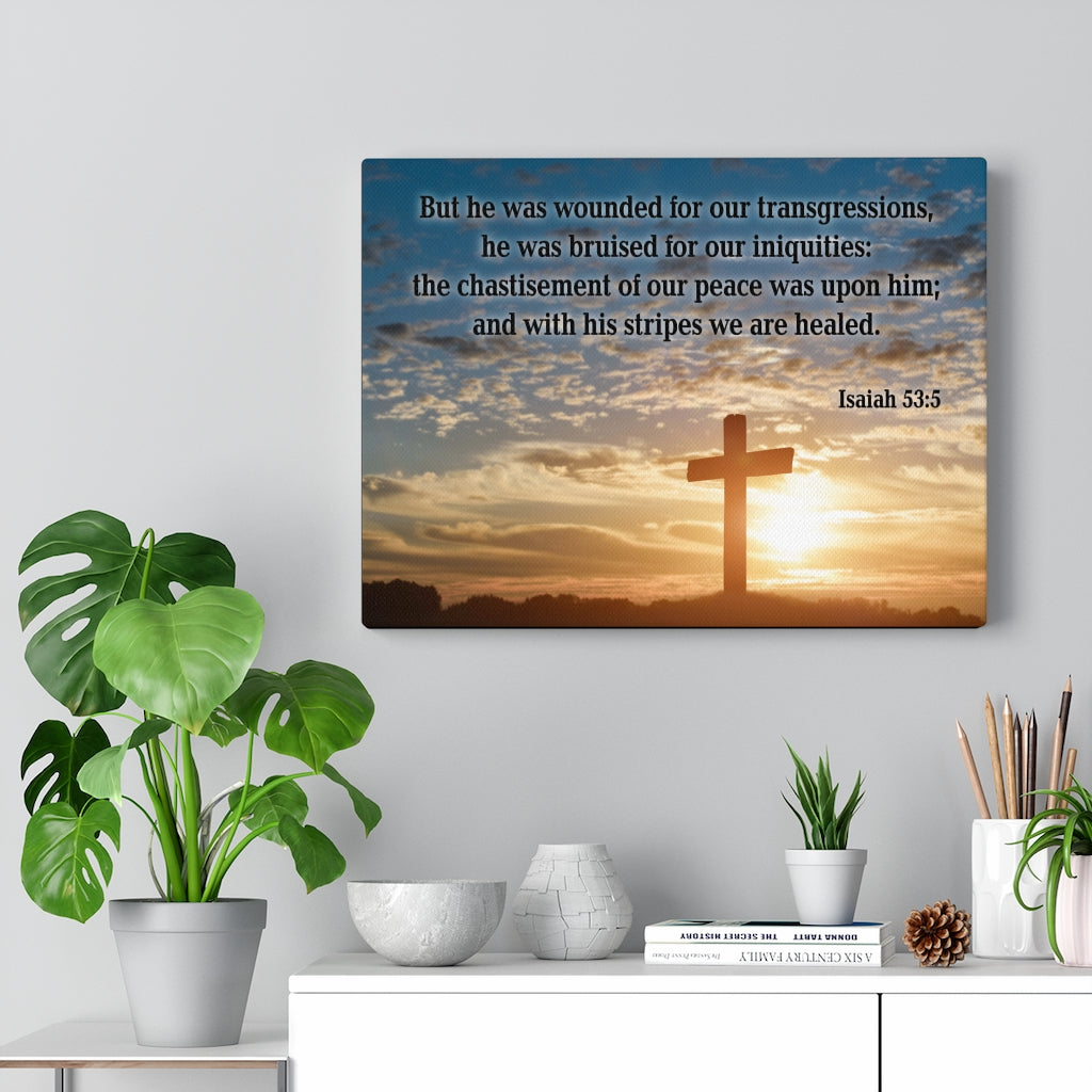 Scripture Walls Wounded For Our Transgressions Isaiah 53:5 Bible Verse Canvas Christian Wall Art Ready to Hang Unframed-Express Your Love Gifts