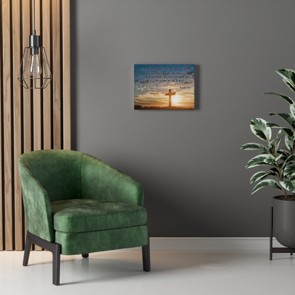 Scripture Walls Wounded For Our Transgressions Isaiah 53:5 Bible Verse Canvas Christian Wall Art Ready to Hang Unframed-Express Your Love Gifts