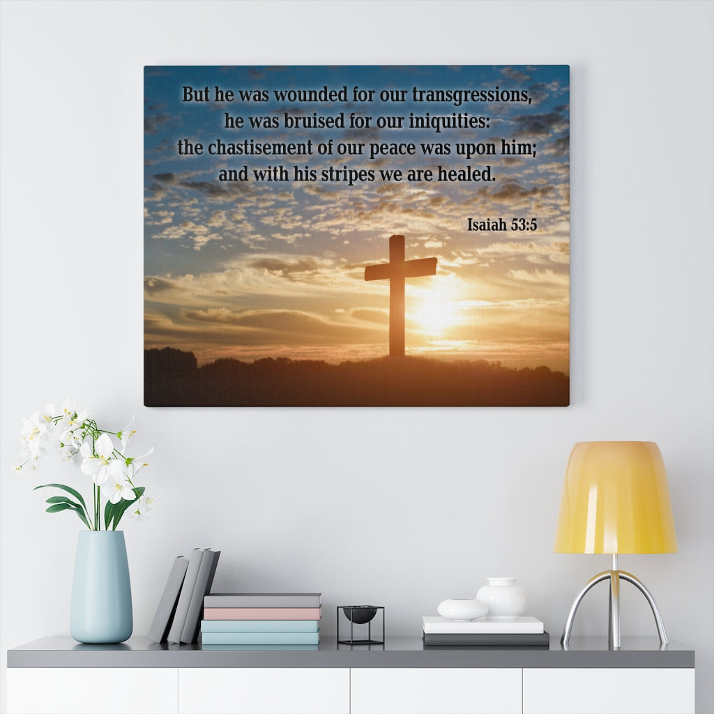 Scripture Walls Wounded For Our Transgressions Isaiah 53:5 Bible Verse Canvas Christian Wall Art Ready to Hang Unframed-Express Your Love Gifts