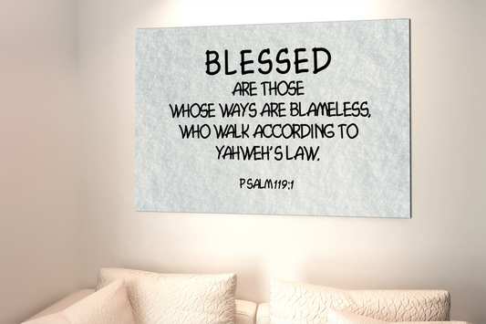 Scripture Walls Yahweh's Law Psalm 119:1 Scripture Bible Verse Canvas Christian Wall Art Ready to Hang Unframed-Express Your Love Gifts