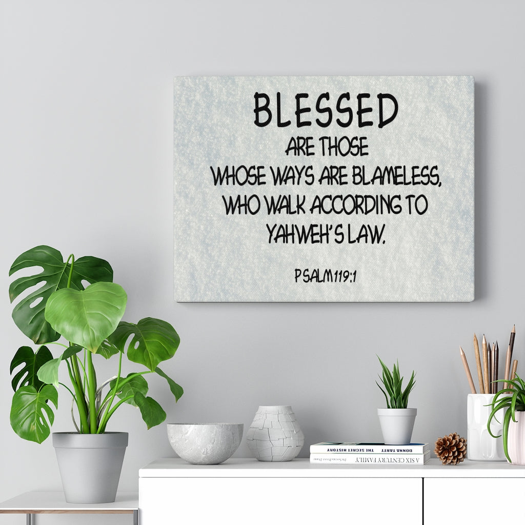 Scripture Walls Yahweh's Law Psalm 119:1 Scripture Bible Verse Canvas Christian Wall Art Ready to Hang Unframed-Express Your Love Gifts