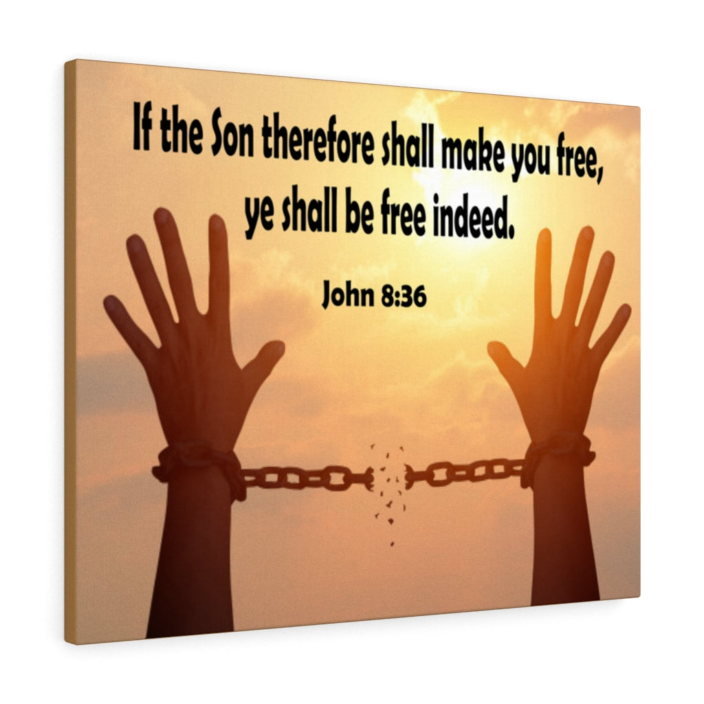 Ye Shall Be Free Indeed John 8:36 Bible Verse Canvas Christian Wall Art Ready to Hang Unframed-Express Your Love Gifts