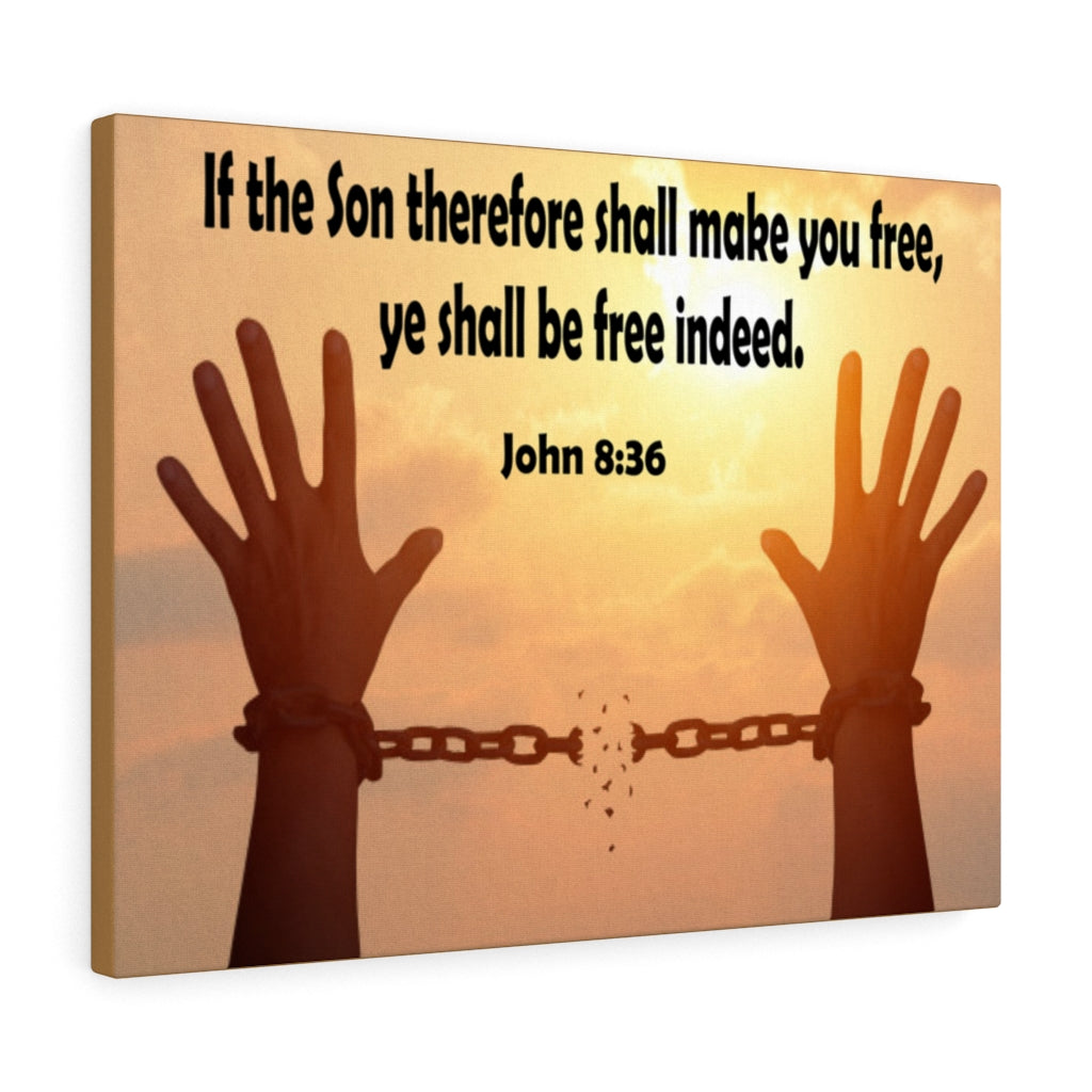 Scripture Walls Ye Shall Be Free Indeed John 8:36 Bible Verse Canvas Christian Wall Art Ready to Hang Unframed-Express Your Love Gifts