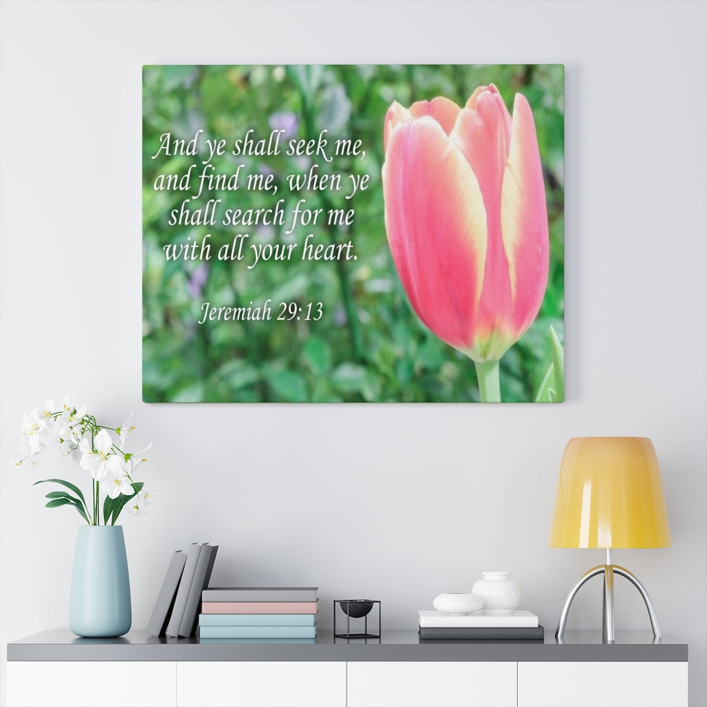 Scripture Walls Ye Shall Seek Me Jeremiah 29:13 Bible Verse Canvas Christian Wall Art Ready to Hang Unframed-Express Your Love Gifts