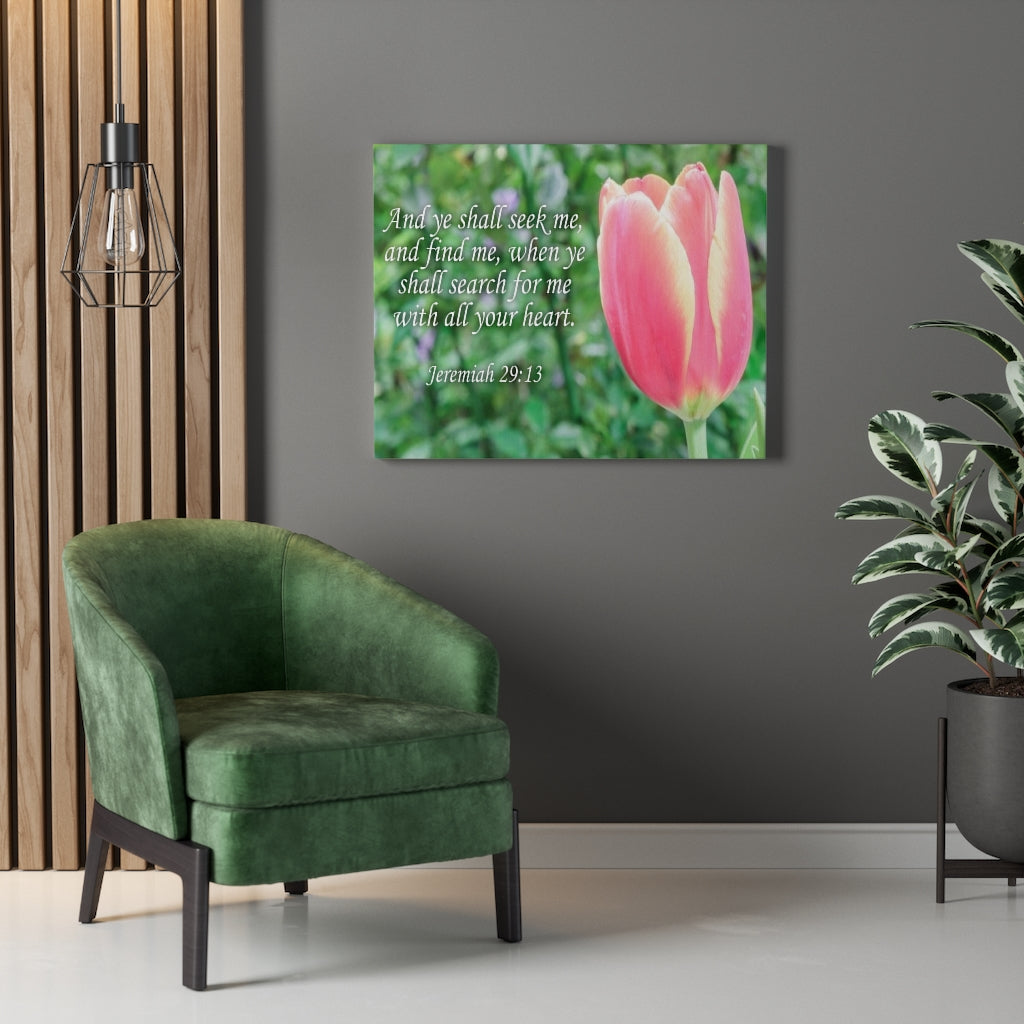 Scripture Walls Ye Shall Seek Me Jeremiah 29:13 Bible Verse Canvas Christian Wall Art Ready to Hang Unframed-Express Your Love Gifts