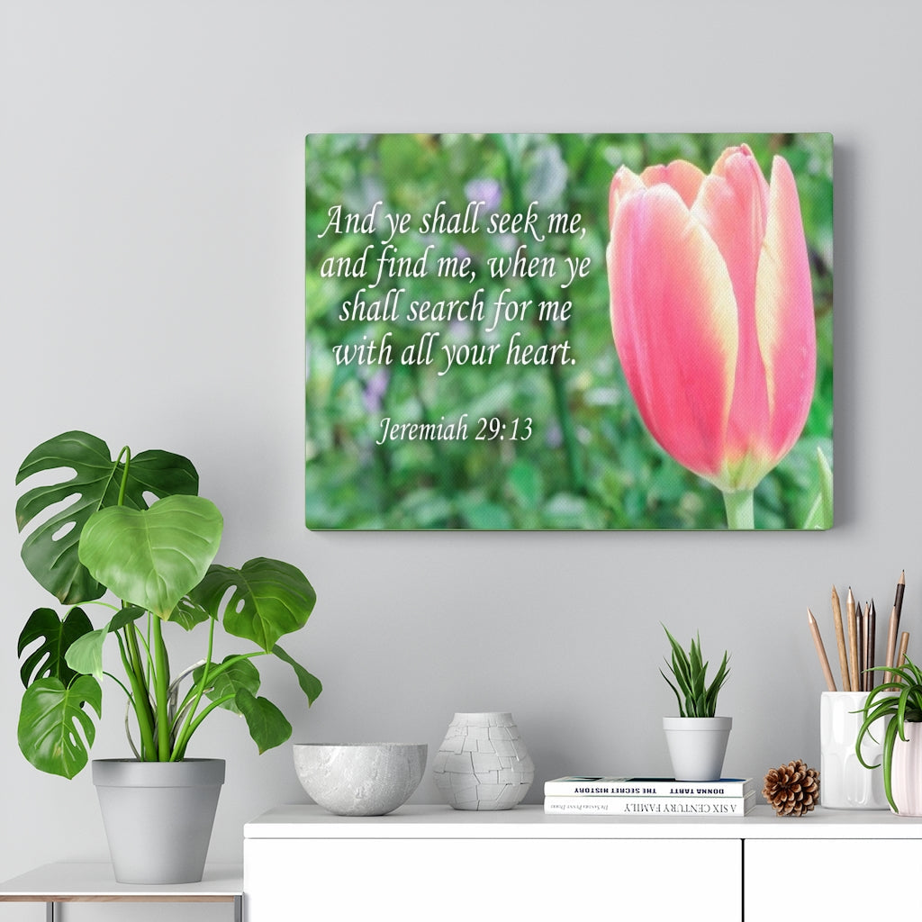 Scripture Walls Ye Shall Seek Me Jeremiah 29:13 Bible Verse Canvas Christian Wall Art Ready to Hang Unframed-Express Your Love Gifts