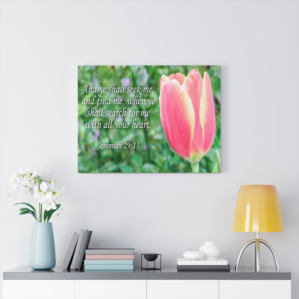 Scripture Walls Ye Shall Seek Me Jeremiah 29:13 Bible Verse Canvas Christian Wall Art Ready to Hang Unframed-Express Your Love Gifts