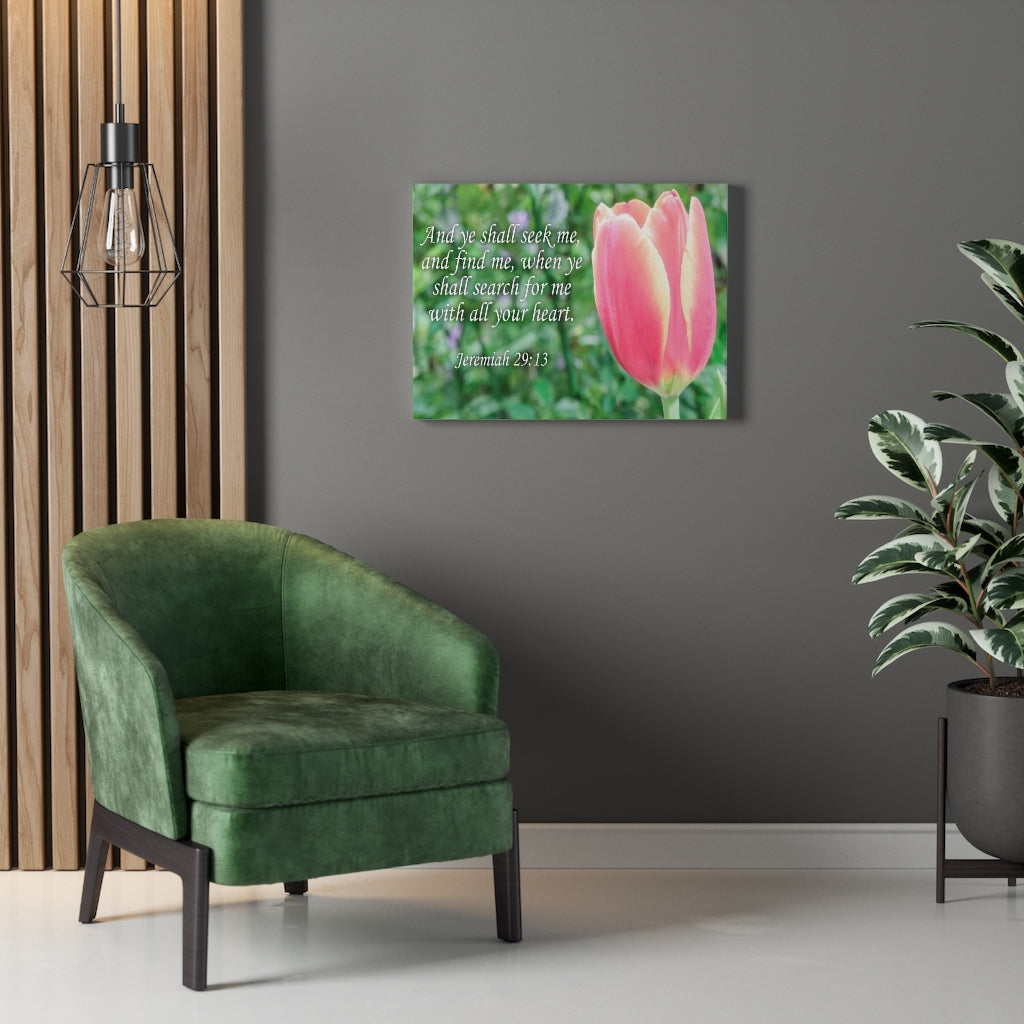 Scripture Walls Ye Shall Seek Me Jeremiah 29:13 Bible Verse Canvas Christian Wall Art Ready to Hang Unframed-Express Your Love Gifts