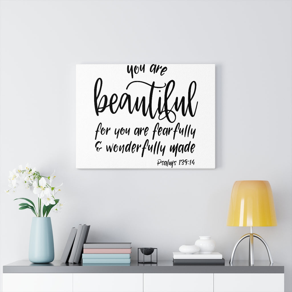 Scripture Walls You Are Beautiful Psalm 139:14 Bible Verse Canvas Christian Wall Art Ready to Hang Unframed-Express Your Love Gifts