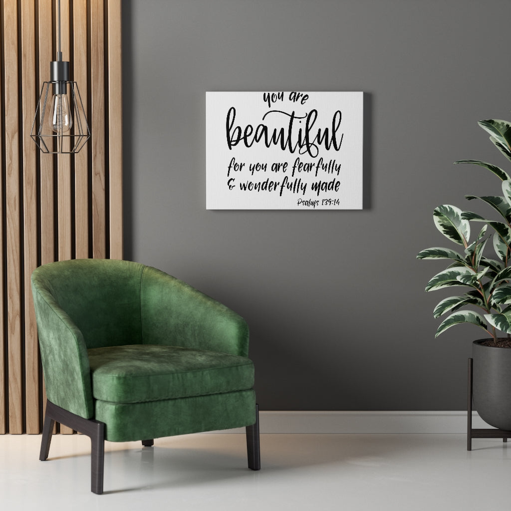 Scripture Walls You Are Beautiful Psalm 139:14 Bible Verse Canvas Christian Wall Art Ready to Hang Unframed-Express Your Love Gifts