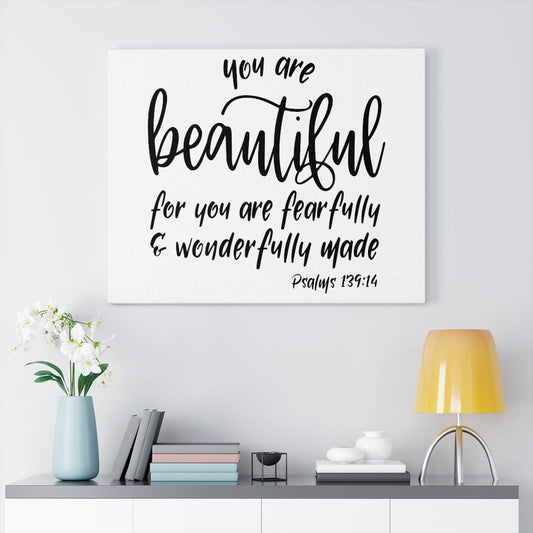 Scripture Walls You Are Beautiful Psalm 139:14 Bible Verse Canvas Christian Wall Art Ready to Hang Unframed-Express Your Love Gifts