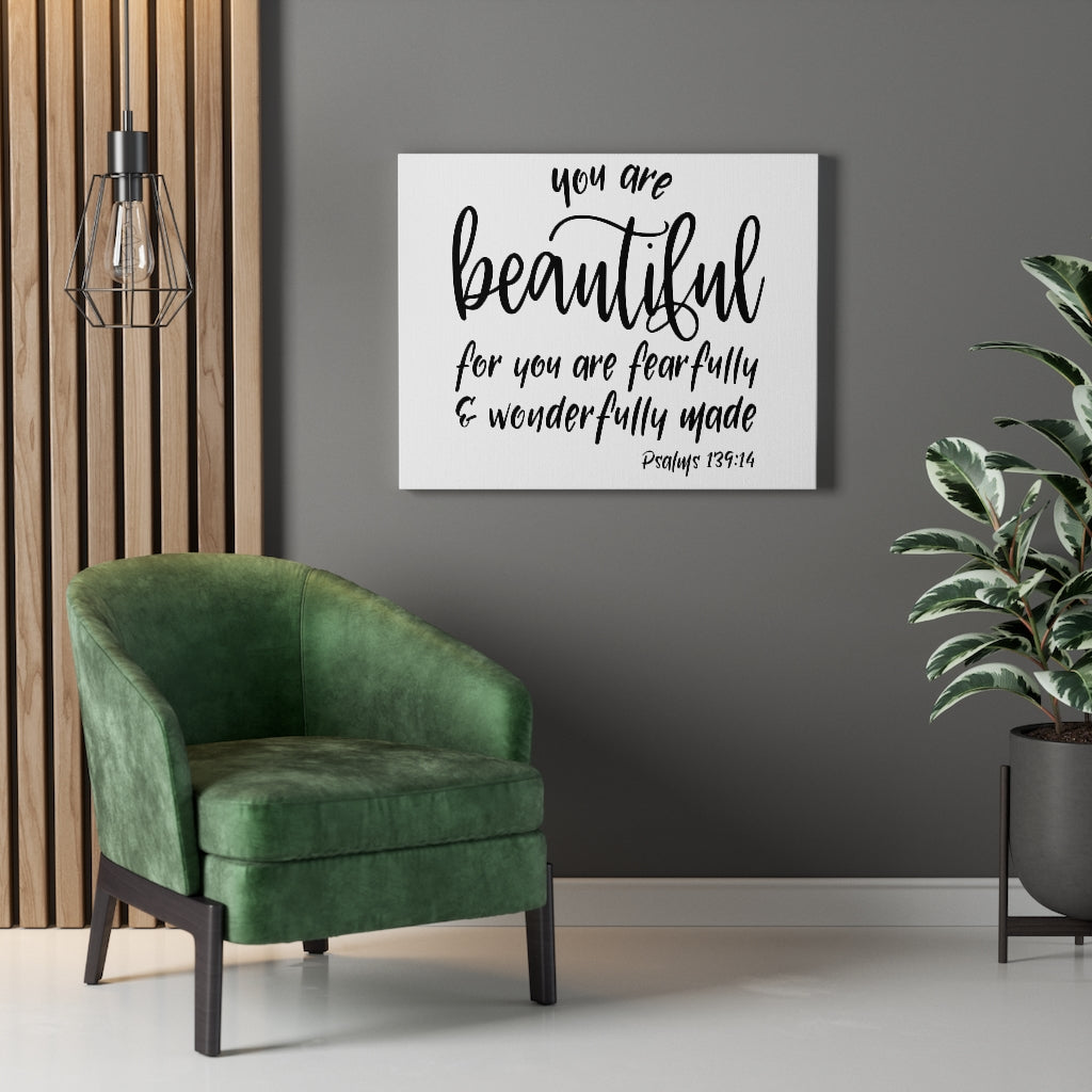Scripture Walls You Are Beautiful Psalm 139:14 Bible Verse Canvas Christian Wall Art Ready to Hang Unframed-Express Your Love Gifts