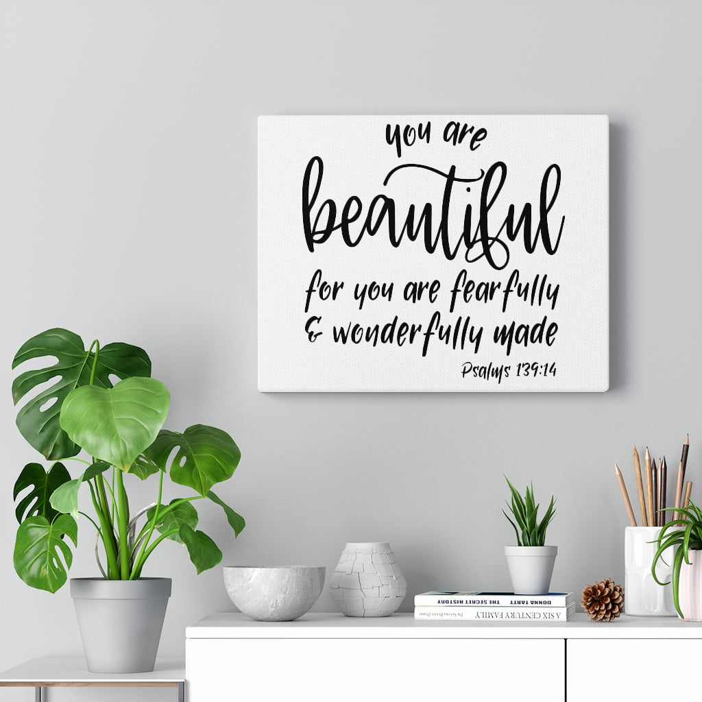 Scripture Walls You Are Beautiful Psalm 139:14 Bible Verse Canvas Christian Wall Art Ready to Hang Unframed-Express Your Love Gifts