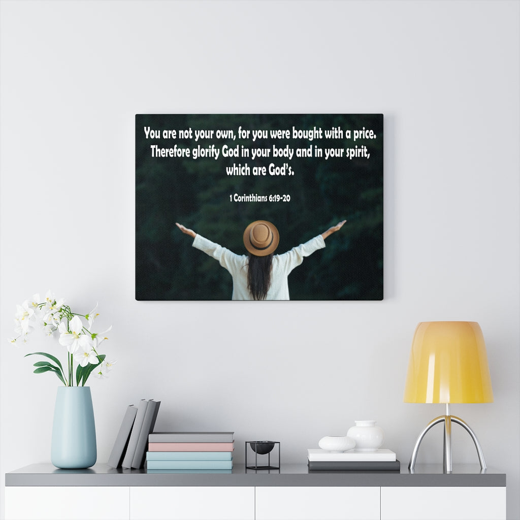 Scripture Walls You Are Not Your Own 1 Corinthians 6:19-20 Bible Verse Canvas Christian Wall Art Ready to Hang Unframed-Express Your Love Gifts