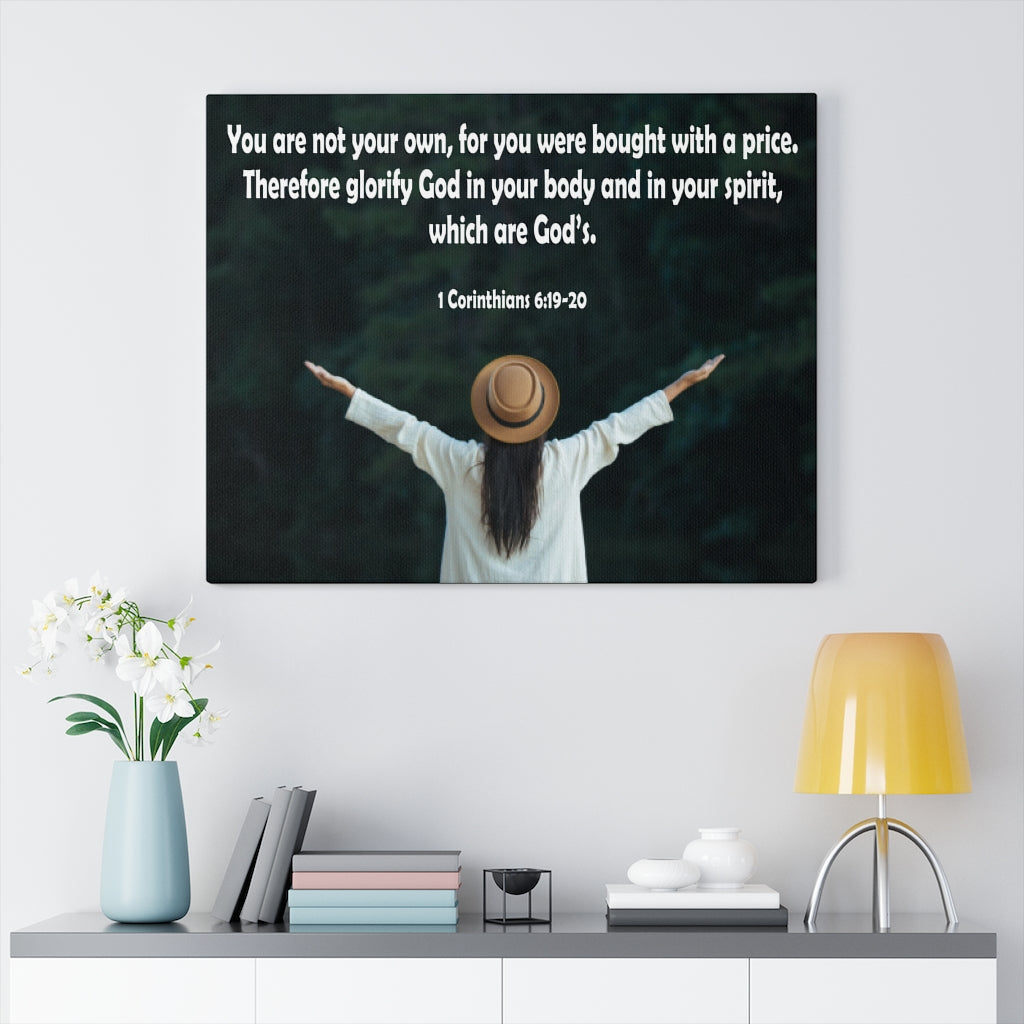 Scripture Walls You Are Not Your Own 1 Corinthians 6:19-20 Bible Verse Canvas Christian Wall Art Ready to Hang Unframed-Express Your Love Gifts