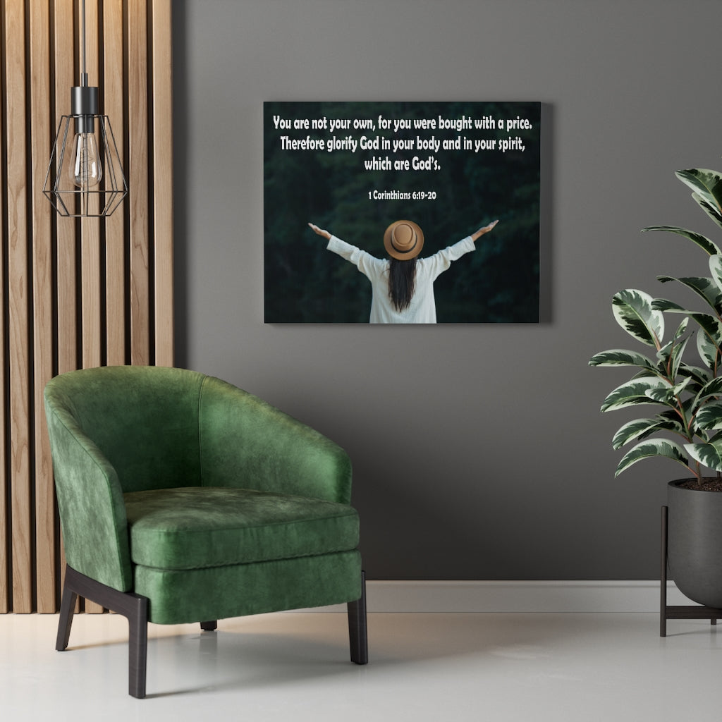 Scripture Walls You Are Not Your Own 1 Corinthians 6:19-20 Bible Verse Canvas Christian Wall Art Ready to Hang Unframed-Express Your Love Gifts