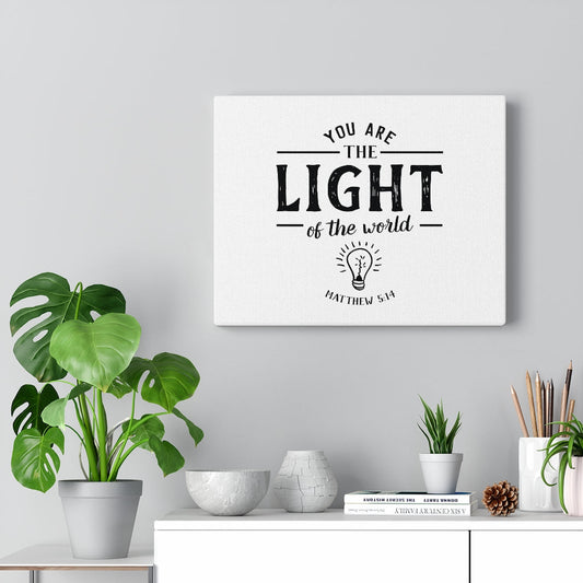 You Are The Light Matthew 5:14 White Bible Verse Canvas Christian Wall Art Ready to Hang Unframed-Express Your Love Gifts