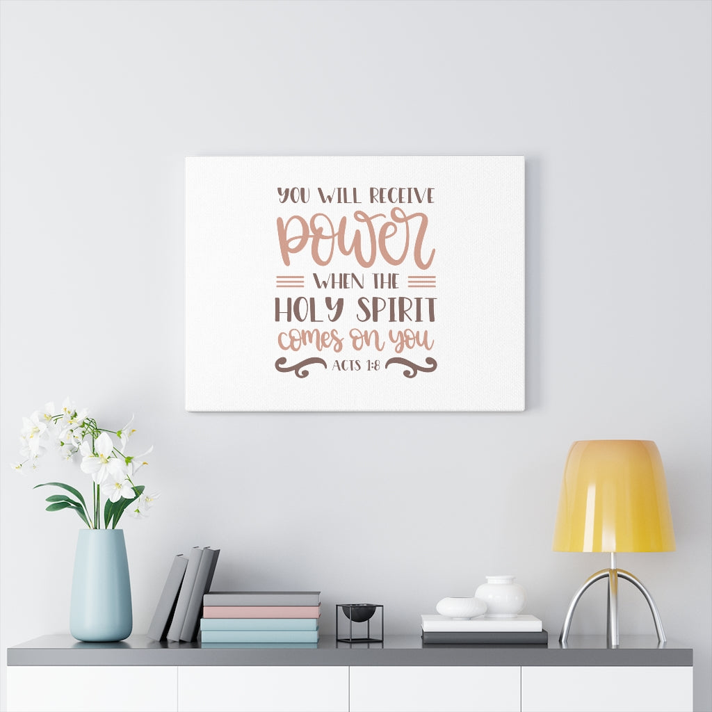 You Will Receive Power Acts 1:8 Bible Verse Canvas Christian Wall Art Ready to Hang Unframed-Express Your Love Gifts