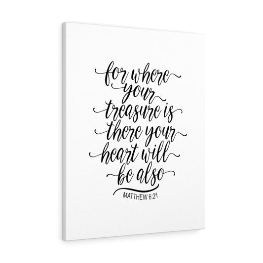 Your Heart Matthew 6:21 Bible Verse Canvas Christian Wall Art Ready to Hang Unframed-Express Your Love Gifts