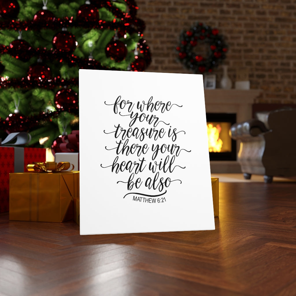 Your Heart Matthew 6:21 Bible Verse Canvas Christian Wall Art Ready to Hang Unframed-Express Your Love Gifts