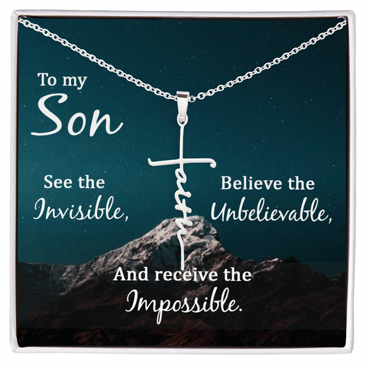See the Invisible Faith Cross Necklace w Inspirational Bible Message Card-Express Your Love Gifts