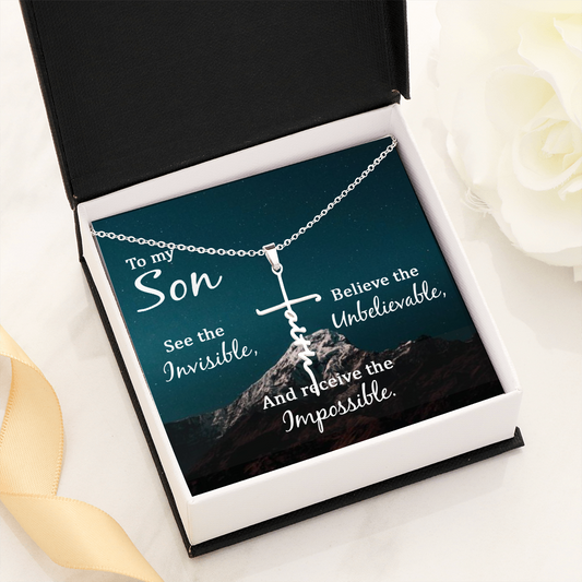 See the Invisible Faith Cross Necklace w Inspirational Bible Message Card-Express Your Love Gifts