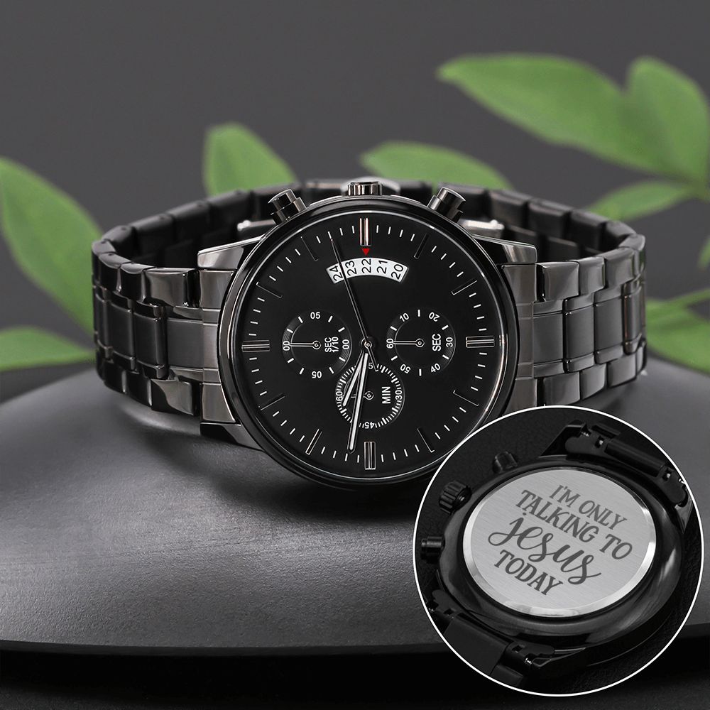 Talking To Jesus Engraved Bible Verse Men's Watch Multifunction Stainless Steel W Copper Dial-Express Your Love Gifts