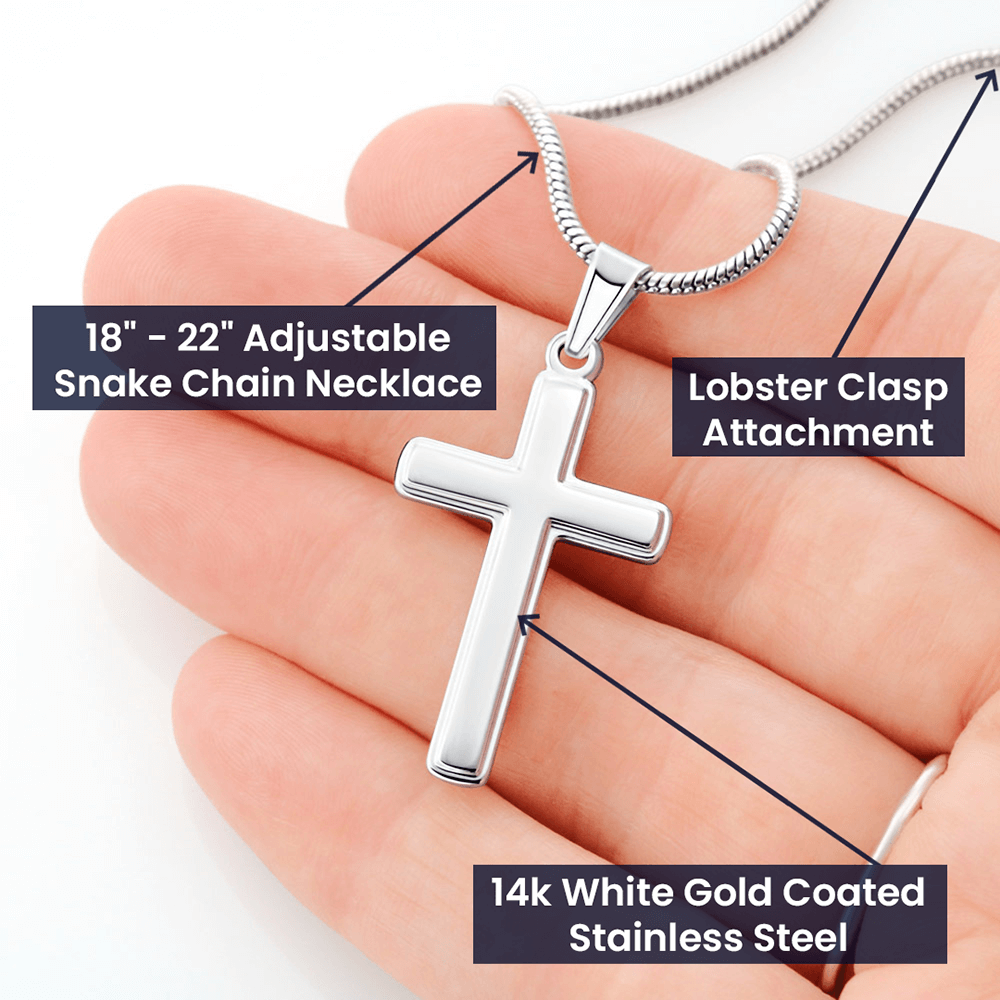 Ten Commandments Cross Card Necklace w Stainless Steel Pendant-Express Your Love Gifts