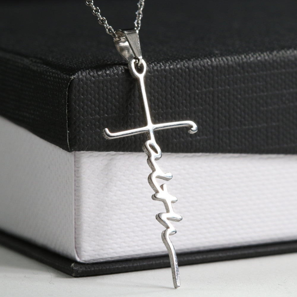 Ten Commandments Faith Cross Necklace w Inspirational Bible Message Card-Express Your Love Gifts