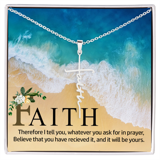 Therefore I Tell You Faith Cross Necklace w Inspirational Bible Message Card-Express Your Love Gifts