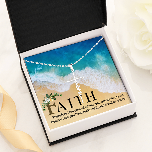 Therefore I Tell You Faith Cross Necklace w Inspirational Bible Message Card-Express Your Love Gifts