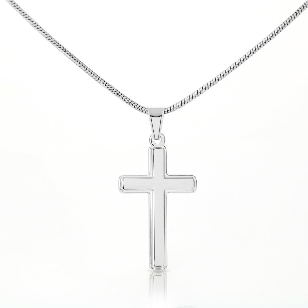 To My Wife Be Strong Cross Card Necklace w Stainless Steel Pendant-Express Your Love Gifts