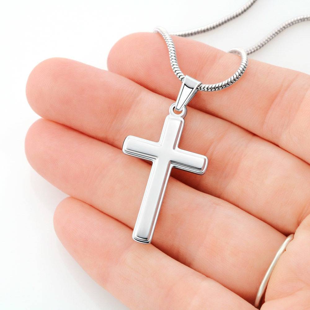 To My Wife Stay Positive Cross Card Necklace w Stainless Steel Pendant-Express Your Love Gifts