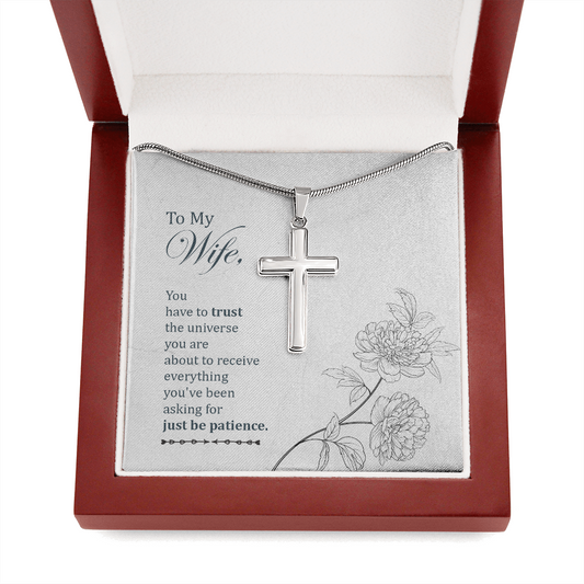 To My Wife You Have To Trust Cross Card Necklace w Stainless Steel Pendant-Express Your Love Gifts