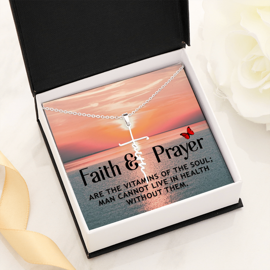 Vitamins of Soul Matthew 21:22 Faith Cross Necklace w Inspirational Bible Message Card-Express Your Love Gifts