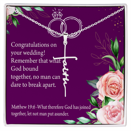 Wedding Message Matthew 9:16 Faith Cross Necklace w Inspirational w Inspirational Bible Message Card-Express Your Love Gifts
