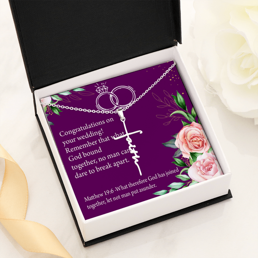 Wedding Message Matthew 9:16 Faith Cross Necklace w Inspirational w Inspirational Bible Message Card-Express Your Love Gifts