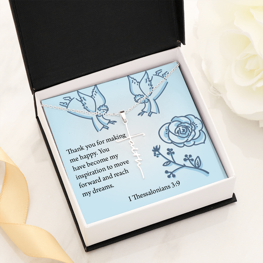 You're My Inspiration 1 Thessalonians 3:9 Faith Cross Necklace w Inspirational Bible Message Card-Express Your Love Gifts
