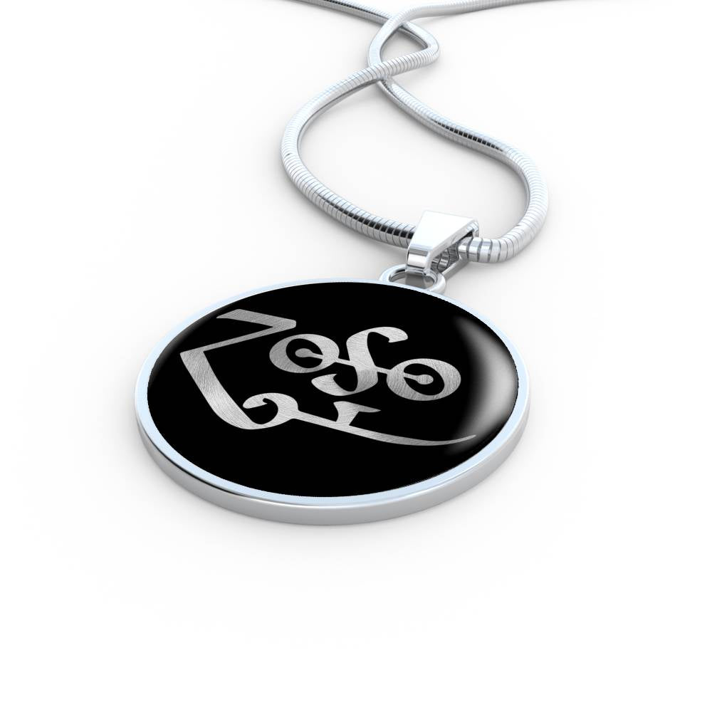 Zoso Zeppelin Symbol Circle Necklace Stainless Steel or 18k Gold 18-22"-Express Your Love Gifts