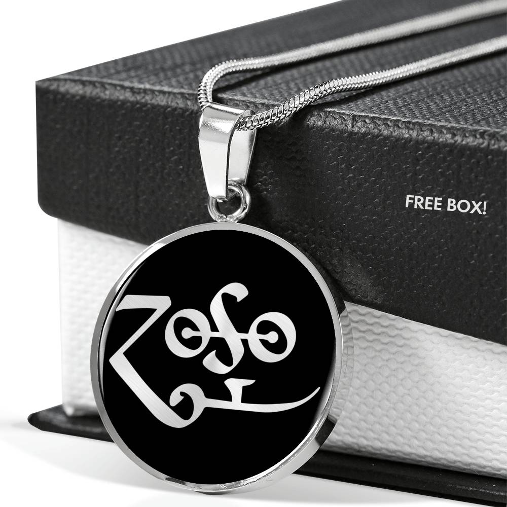 Zoso Zeppelin Symbol Circle Necklace Stainless Steel or 18k Gold 18-22"-Express Your Love Gifts