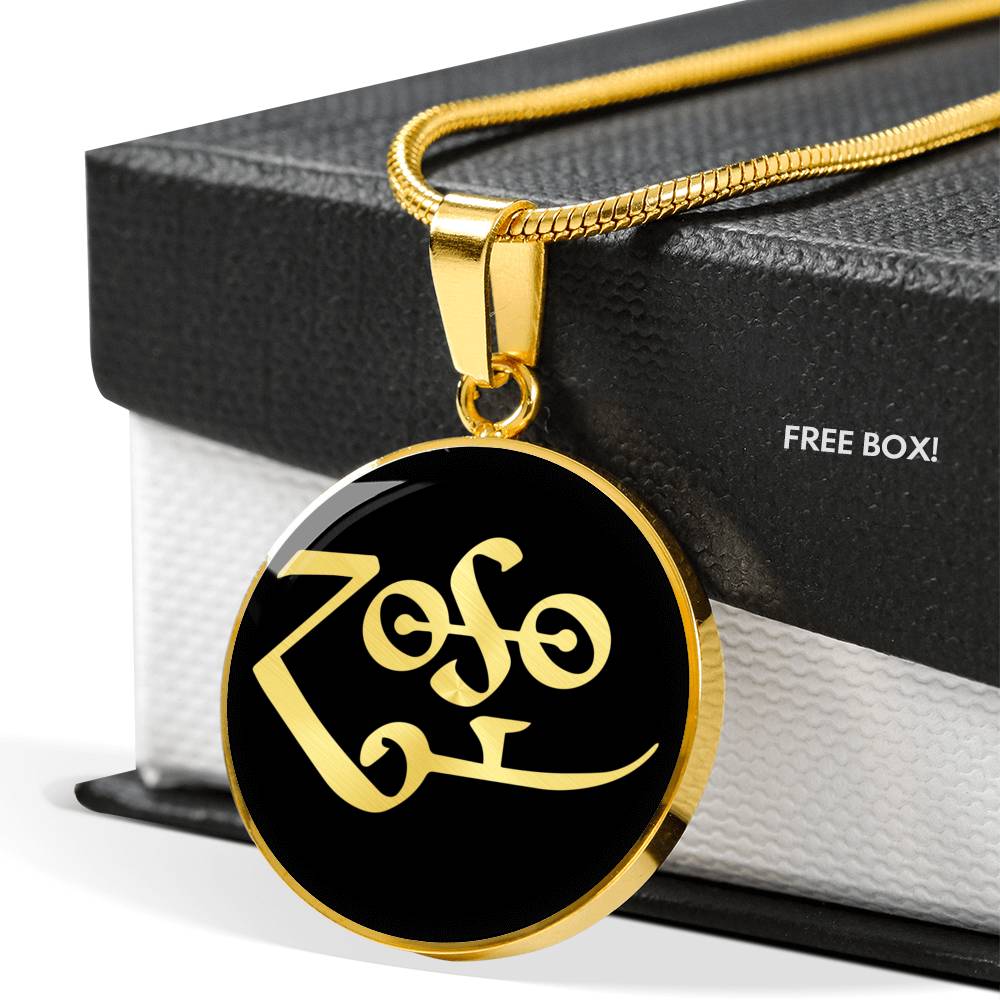 Zoso Zeppelin Symbol Circle Necklace Stainless Steel or 18k Gold 18-22"-Express Your Love Gifts