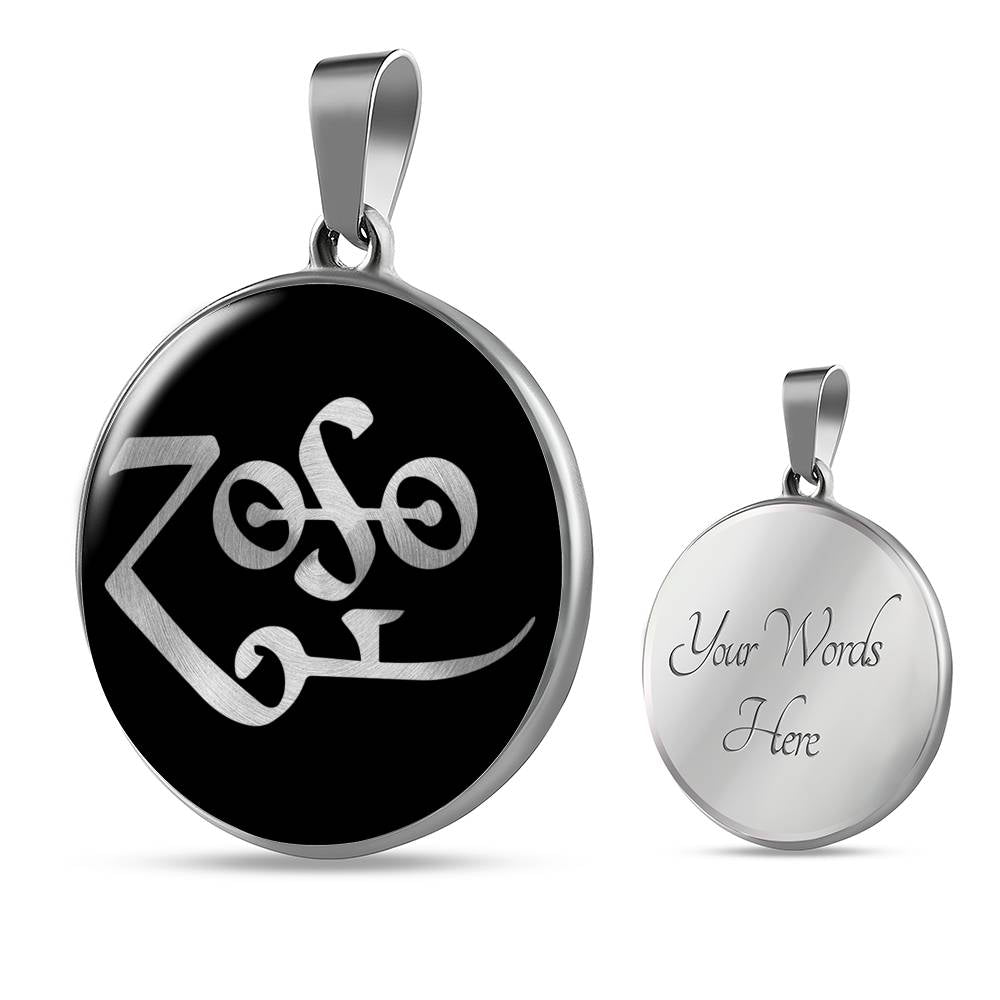 Zoso Zeppelin Symbol Circle Necklace Stainless Steel or 18k Gold 18-22"-Express Your Love Gifts